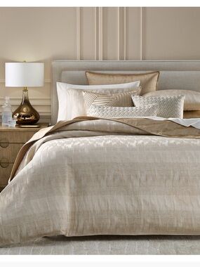 Hotel Collection Champagne and Cream Reversible Comforter Set